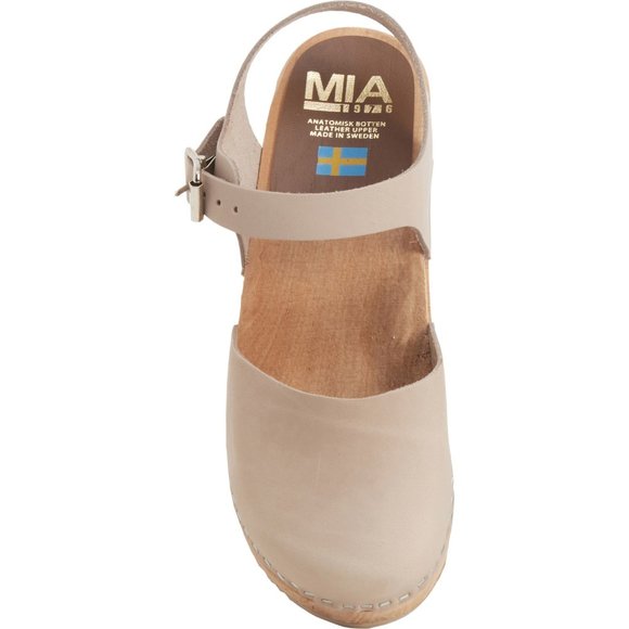 MIA Made in Europe Freja Mary Jane Swedish Clogs - Italian Leather Taupe  367sn - Picture 2 of 8